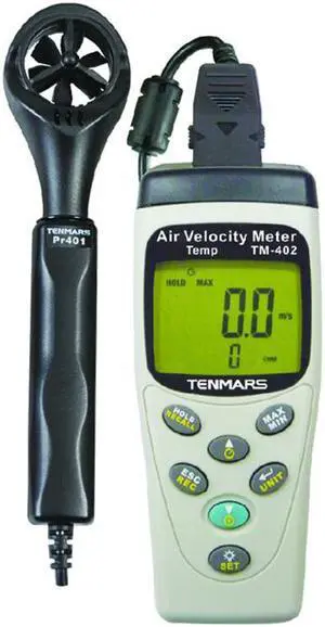 TENMARS TM-402 Anemometer 0.4~25m/s Air Velocity Meter Airspeed Temperature