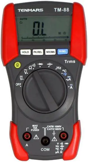 TENMARS TM-88 Digital Multimeter Continuity Temperature, Range Hold, Data Hold