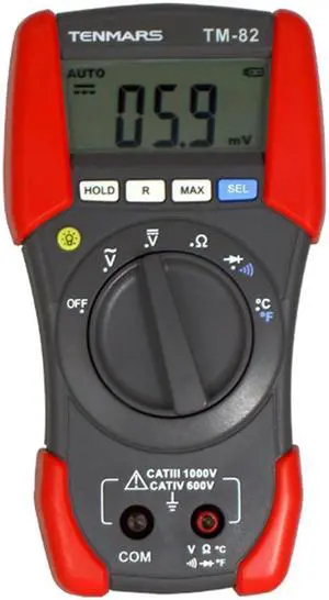 TENMARS TM-82 Digital Multimeter Continuity, Temperature,Hold, Data Hold Ma