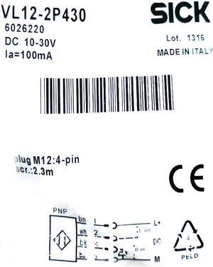 SICK VL12-2P430 Photoelectric Switch ,PNP,New