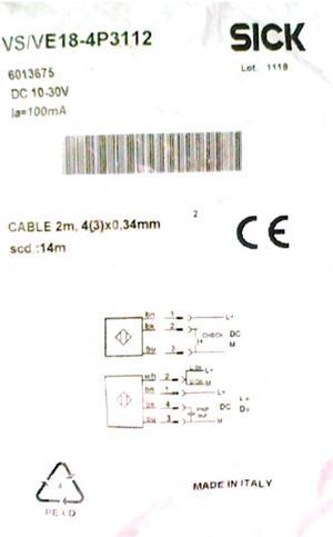 SICK  VS/VE18-4P3112 Through-beam photoelectric sensor PNP,New