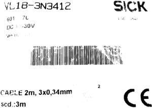 SICK  VL18-3N3412 Photoelectric retro-reflective sensor  ,NPN ,New