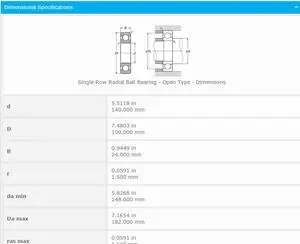 NTN 6928 Deep Groove Ball Bearings 140x190x24mm