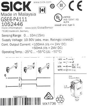 SICK  GSE6-P4111 Miniature photoelectric sensors ,PNP,New