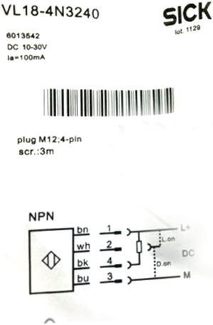 SICK VL18-4N3240 Photoelectric retro-reflective sensor ,NPN New