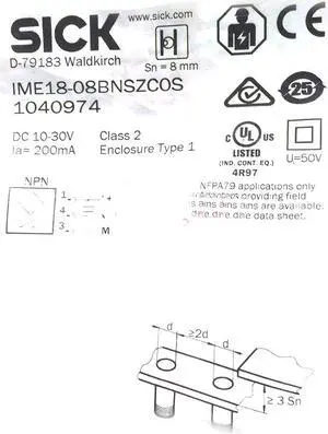 SICK IME18-08BNSZC0S Inductive proximity sensors ,NPN ,New SICK IME18-08BNSZC0S Inductive proximity sensors ,NPN ,New