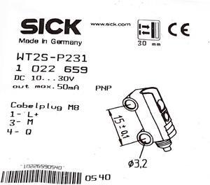 SICK  WT2S-P231 Photoelectric Proximity Sensor ,PNP,New