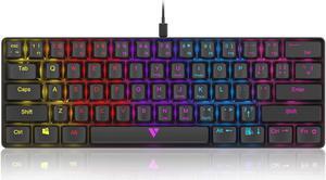 GTRACING Mechanical Gaming Keyboard 60% Colorful Backlit Wired Ultra Compact 61 Keys Mini for Computer PC Laptop Windows Type-C Blue Switches GT882