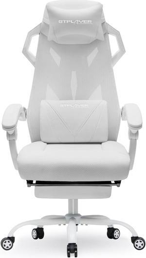 GTRACING Gaming Chair, Computer Chair with Mesh Back, Ergonomic Gaming Chair with Footrest, Reclining Gamer Chair with Adjustable Headrest and Lumbar Support for Gaming and Office (White)