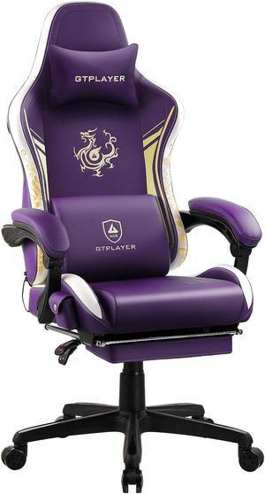 GTPLAYER Gaming Chair with Bluetooth Speakers and Footrest, Dragon Series Video Game Chair ,Heavy Duty Ergonomic Chair,Esports Gaming Chair,Computer Office Desk Chair by GTRACING( Purple)