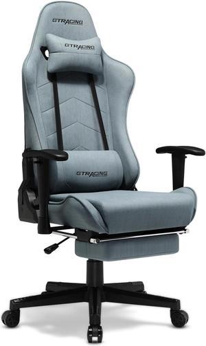 GTRACING Gaming Chair with Footrest Big and Tall Gamer Chair Office Executive Chair Heavy Duty Adjustable Recliner with Headrest Lumbar Support Cushion Desk Chair (Water Blue)