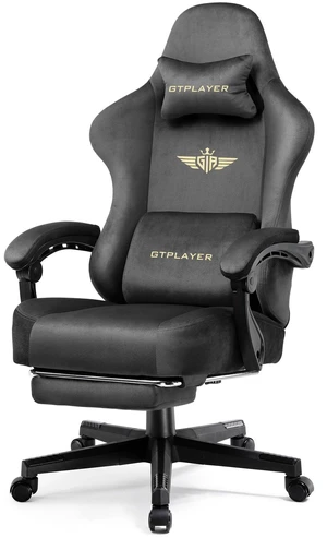 Gaming Chair, Big and Tall, High Back Ergonomic with Pocket Spring Cushion, Footrest, Lumbar Support, 400 lbs Swivel Office Chair for Adults Grey-Velvet Gaming Chair, Big and Tall, High Back Ergonomic with Pocket Spring Cushion, Footrest, Lumbar Support, 400 lbs Swivel Office Chair for Adults Grey-Velvet