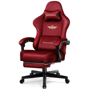 Gaming Chair, Big and Tall, High Back Ergonomic with Pocket Spring Cushion, Footrest, Lumbar Support, 400 lbs Swivel Office Chair for Adults Red-Velvet Gaming Chair, Big and Tall, High Back Ergonomic with Pocket Spring Cushion, Footrest, Lumbar Support, 400 lbs Swivel Office Chair for Adults Red-Velvet