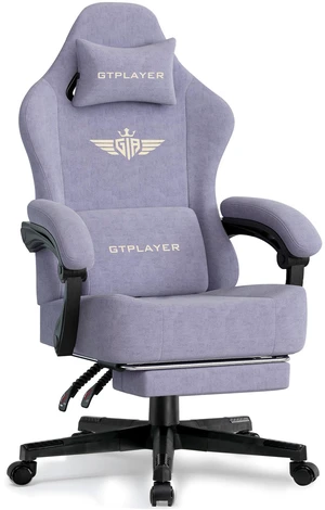 Gaming Chair, Big and Tall, High Back Ergonomic with Pocket Spring Cushion, Footrest, Lumbar Support, 400 lbs Swivel Office Chair for Adults Soft Purple-Tech Fabric Gaming Chair, Big and Tall, High Back Ergonomic with Pocket Spring Cushion, Footrest, Lumbar Support, 400 lbs Swivel Office Chair for Adults Soft Purple-Tech Fabric