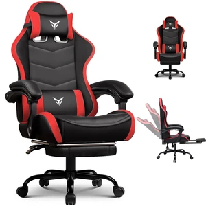 Gaming Chair, Ergonomic Computer Chair 350lbs High Back for Adults, Height Adjustable Video Game Chair with Headrest and Lumbar Support, 360° Swivel, PU Leather Red With footrest Gaming Chair, Ergonomic Computer Chair 350lbs High Back for Adults, Height Adjustable Video Game Chair with Headrest and Lumbar Support, 360° Swivel, PU Leather Red With footrest