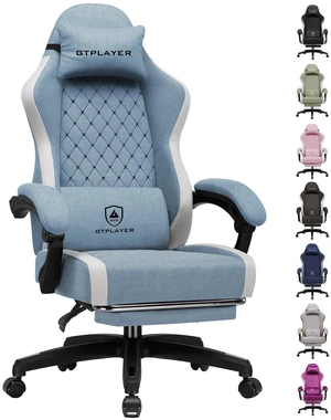 Gaming Chair, Ergonomic Computer Chair with Footrest and Lumbar Support, High Back Recliner Chair 350lbs, Height Adjustable for Home Office Light Blue Gaming Chair, Ergonomic Computer Chair with Footrest and Lumbar Support, High Back Recliner Chair 350lbs, Height Adjustable for Home Office Light Blue
