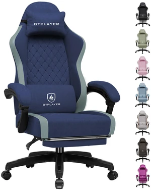 Gaming Chair, Ergonomic Computer Chair with Footrest and Lumbar Support, High Back Recliner Chair 350lbs, Height Adjustable for Home Office Dark Blue Gaming Chair, Ergonomic Computer Chair with Footrest and Lumbar Support, High Back Recliner Chair 350lbs, Height Adjustable for Home Office Dark Blue