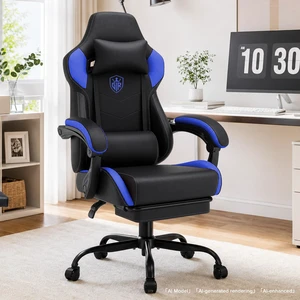 Gaming Chair with Footrest, High Back Computer Chairs for Adults with Linkage Armrest Lumbar Support Heavy Duty 350lbs Ergonomic Swivel PC Game Chair for Office Blue Gaming Chair with Footrest, High Back Computer Chairs for Adults with Linkage Armrest Lumbar Support Heavy Duty 350lbs Ergonomic Swivel PC Game Chair for Office Blue