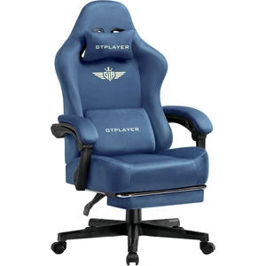 Gaming Chair, Big and Tall, High Back Ergonomic with Pocket Spring Cushion, Footrest, Lumbar Support, 300 lbs Swivel Office Chair for Adults Blue-Velvet Fabric Gaming Chair, Big and Tall, High Back Ergonomic with Pocket Spring Cushion, Footrest, Lumbar Support, 300 lbs Swivel Office Chair for Adults Blue-Velvet Fabric