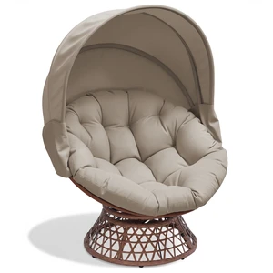 GTPLAYER Outdoor Wicker Egg Chair PE Rattan Chair with Cushion, Oversized Patio Lounge Chair with Canopy Papasan Chair 360° Swivel Base for Outdoor, Indoor, Balcony, Backyard, Garden GTPLAYER Outdoor Wicker Egg Chair PE Rattan Chair with Cushion, Oversized Patio Lounge Chair with Canopy Papasan Chair 360° Swivel Base for Outdoor, Indoor, Balcony, Backyard, Garden