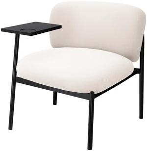 GTPLAYER Accent Leisure Chair, Lounge Relaxing Chair with 270° Rotating Small Table, Modern Upholstered Chairs with Metal Legs for Living Room/Bedroom/Garden