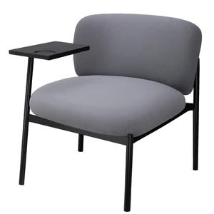 GTPLAYER Accent Leisure Chair, Lounge Relaxing Chair with 270° Rotating Small Table, Modern Upholstered Chairs with Metal Legs for Living Room/Bedroom/Garden Grey