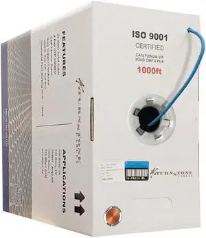 TS Cables Cat6 Plenum 1000ft Bare Copper 550 Mhz 23 AWG Ethernet Bulk Cable in 10 Colors (Not CCA)