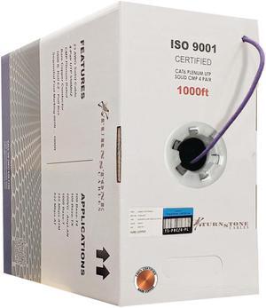 CAT6 Plenum (CMP) Cable, 100% Solid Bare Copper, 1000FT | 23AWG 4Pair, Solid 550MHz Network Cable Unshielded Twisted Pair (UTP) Purple