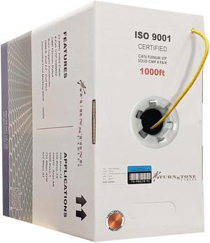 Bulk Cat6 Plenum 1000 ft Pure Copper 550 Mhz Solid CMP 23 Awg UTP Cable Yellow, Black, Blue, Green, Pink and Red