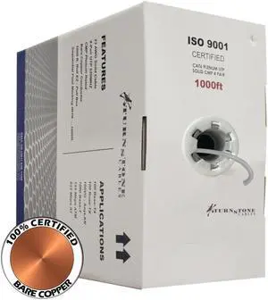 CAT6 Plenum (CMP) Cable, 100% Solid Bare Copper, 1000FT | 23AWG 4Pair, Solid 550MHz Network Cable Unshielded Twisted Pair (UTP) Gray