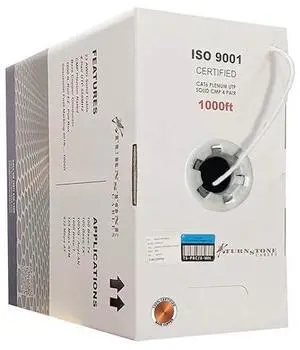 TSCables | Cat6 Plenum (CMP) 1000ft Cable, 23AWG | 100% Solid Bare Copper | 550MHz, PoE++ (4PPoE) | Unshielded Twisted Pair (UTP) Bulk Ethernet Cable, Available in 10 Colors (White, 1000ft)