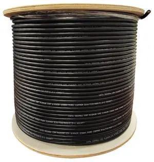 TSCables | Cat6 Plenum Shielded (CMP) Overall Foil Shield (F/UTP), 1000ft, 23AWG | 100% Solid Bare Copper | 550MHz | Bulk Ethernet Cable (Cat6 Plenum Shielded, Black, 1000ft)
