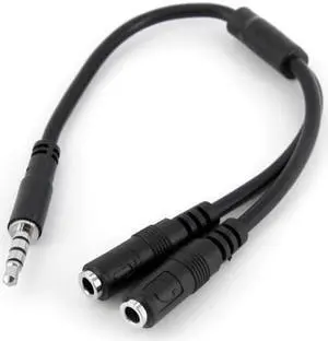 Headset adapter for headsets with separate headphone / microphone plugs - 3.5mm 4 position to 2x 3 position 3.5mm M/F