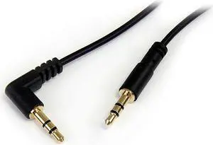 6 ft Slim 3.5mm to Right Angle Stereo Audio Cable - M/M