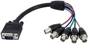 1 ft Coax HD15 VGA to 5 BNC RGBHV Monitor Cable - M/F