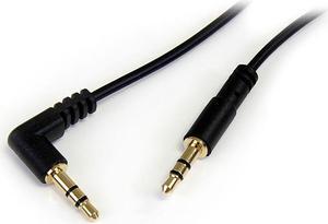 1 ft Slim 3.5mm to Right Angle Stereo Audio Cable - M/M Cord Lead 30cm