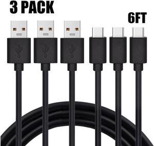 3 Pack USB A To Type C Charging Cable Power Cord Data Sync Lead For Samsung Galaxy A03s A12 A13 A14 A23 A32 A53 A54 A71 5G Black 6 ft