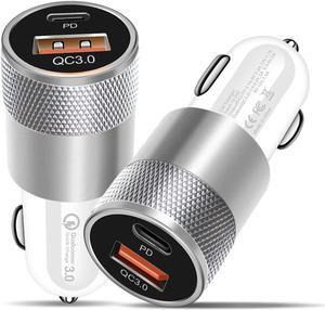 Fast USB C Car Charger Type C 2 Ports PD QC3.0 Quick Power Adapter Charging Block For iPad Pro, Apple Watch,iPhone 15 14 13 12 11 Pro Max,Galaxy S23/S22,Note 20/10,Pixel 8 7 6 Pro,LG,Motorola,OnePlus