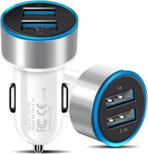 USB Car Charger Power Adapter 2 Ports Charging Plug For Samsung Galaxy S23 S22 S21 Ultra 5G S23+ A54 A23 A14 A03s /Moto G7 G6 / LG Stylo 6/5/4 /Google Pixel 8 7 6 Pro 7a 6a/Nokia/OnePlus