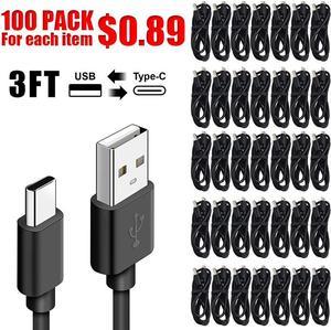 100Pack 3ft Wholesale USB C Cable USB A to Type C Charger Cord For Samsung Galaxy A03s A14 A23 A54 , S23 S22 S21 S20 S10 S9 S8 Plus S10E, Note 20 10 9 8, Moto G7 G8, Google Pixel 8 7 Pro Lot