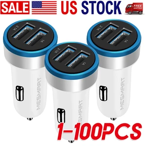 MESMART 10 Pack 18W Dual Port USB C Car Charger, PD QC3.0 Fast Charging Cigarette Lighter Adapter with LED Light for iPhone iPad Samsung MESMART 10 Pack 18W Dual Port USB C Car Charger, PD QC3.0 Fast Charging Cigarette Lighter Adapter with LED Light for iPhone iPad Samsung