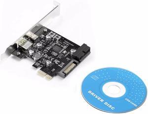 PCI-E Card 1x Express to USB3.1 Type C Dual Port Fast Charge Expansion Card Adapter for PC Computer + Driver CD