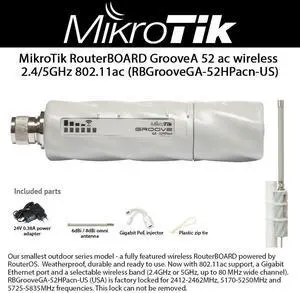 MikroTik RouterBOARD GrooveA 52 ac wireless 2.4/5GHz 802.11ac (RBGrooveGA-52HPacn-US)