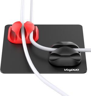 VogDUO Cable Management, Matt black aluminum alloy pad, 4 silicone cable-managements, washable PU pad, compatible with smart-phone cable, Alexa, Google Nest mini, HomePod, iMac, car charging cable.