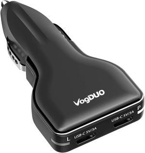 VogDUO Charger Go, Dual Port, USB Type-C 30W Car Charger, ultra-compact size, compatible with iPhone, iPad, Apple Watch, and more- Black