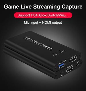 5Ports HDMI To USB3.0 1080P/60Hz Game Video Capture Card Live Streaming with Mic Input for PS4/XBOX/Switch/Camera Mobile Phone Outdoor Live Broadcast, plug and play , no need to install driver