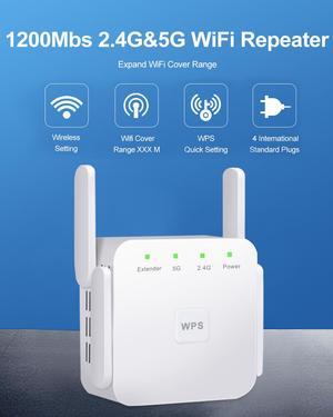 AC1200 Dual Band Wifi Repeater Wireless Range Extender 24G 300Mbps 5G 867Mbps Wall Repeater WiFi Amplifier Booster Home Networking Enhance Wifi Signal