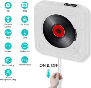 Wall Mounted CD Player Bluetooth Stereo HiFi Speaker DVD Player CD Boombox  FM Radio with LCD Display Alarm Clock Wireless Remote Control Support 1080P HDMI Video to TV