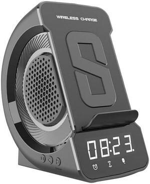 10W Wireless Charger Bluetooth Speaker with FM Radio Digital Alarm Clock TF card Player Phone Wireless Charging Stand