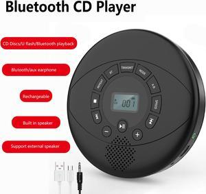 Portable CD Player Bluetooth CD Walkman Built in Speakers Rechargeable CD Player with USB/AUX/Headphone Port